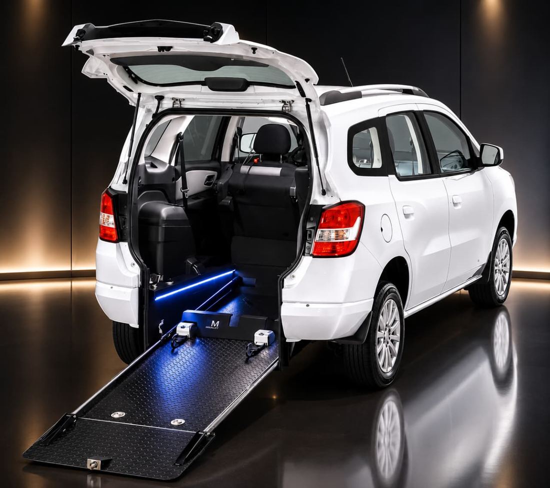 Veículo adaptado com rampa iluminada
